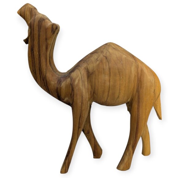 Olive Wood Camel Figurine 7" x 7" x 2" - Picture 4 of 11